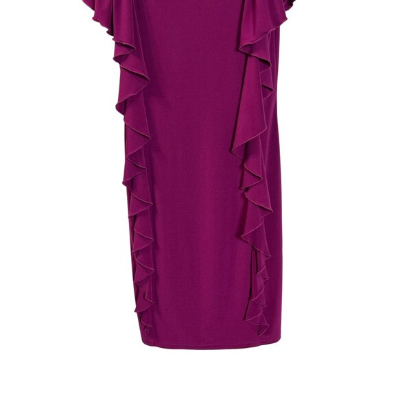Joseph Ribkoff Womens Ruffle Accent Magenta Mid Dress Size 4 Bodycon Sleeveless - Picture 3 of 7